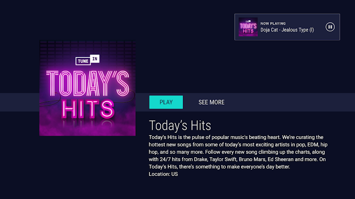 Today's Hits 频道页
